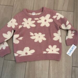 Girls purple and white flower sweater